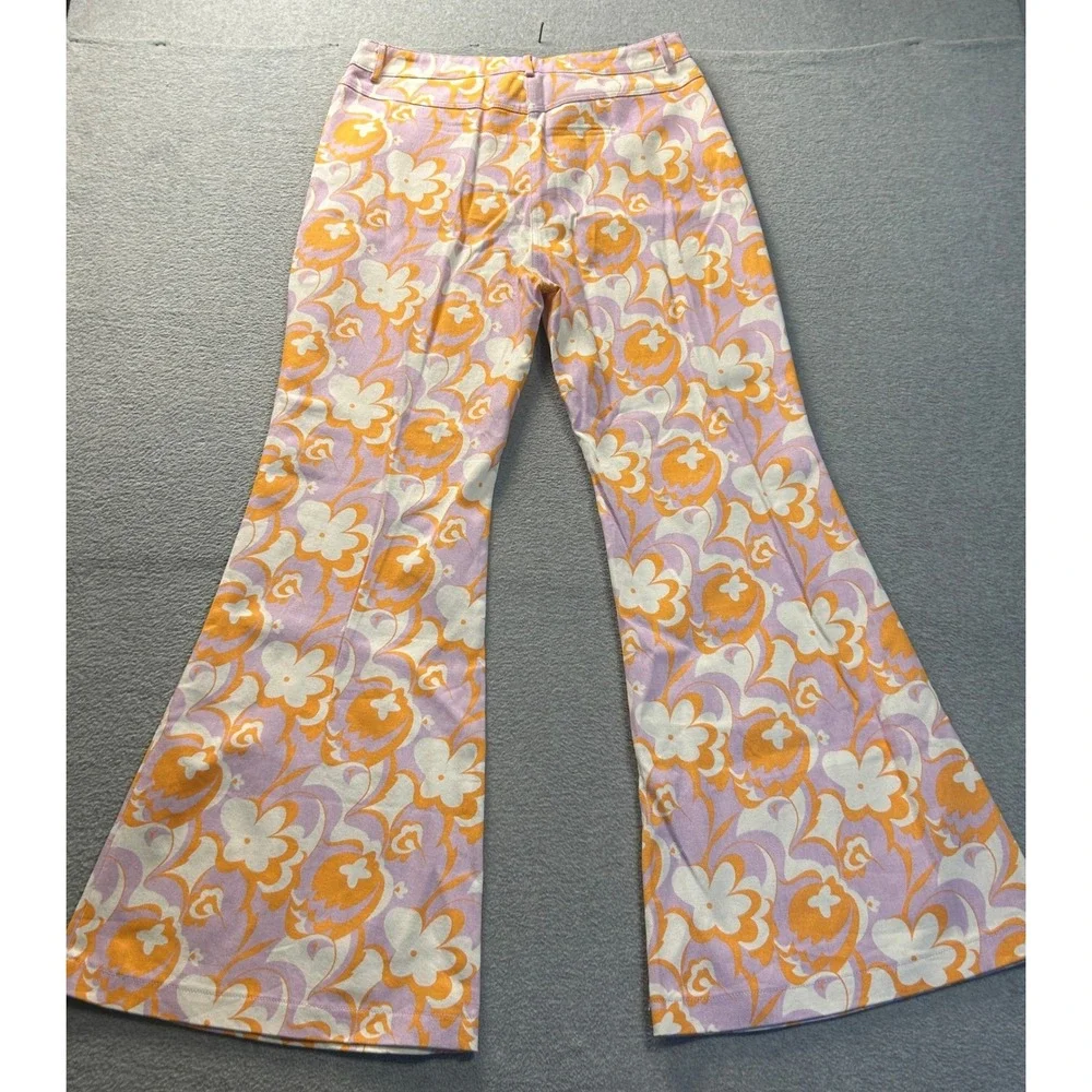 Princess Polly Flare Pants Womens US 10 Retro Floral Orange Y2K Mod Festival